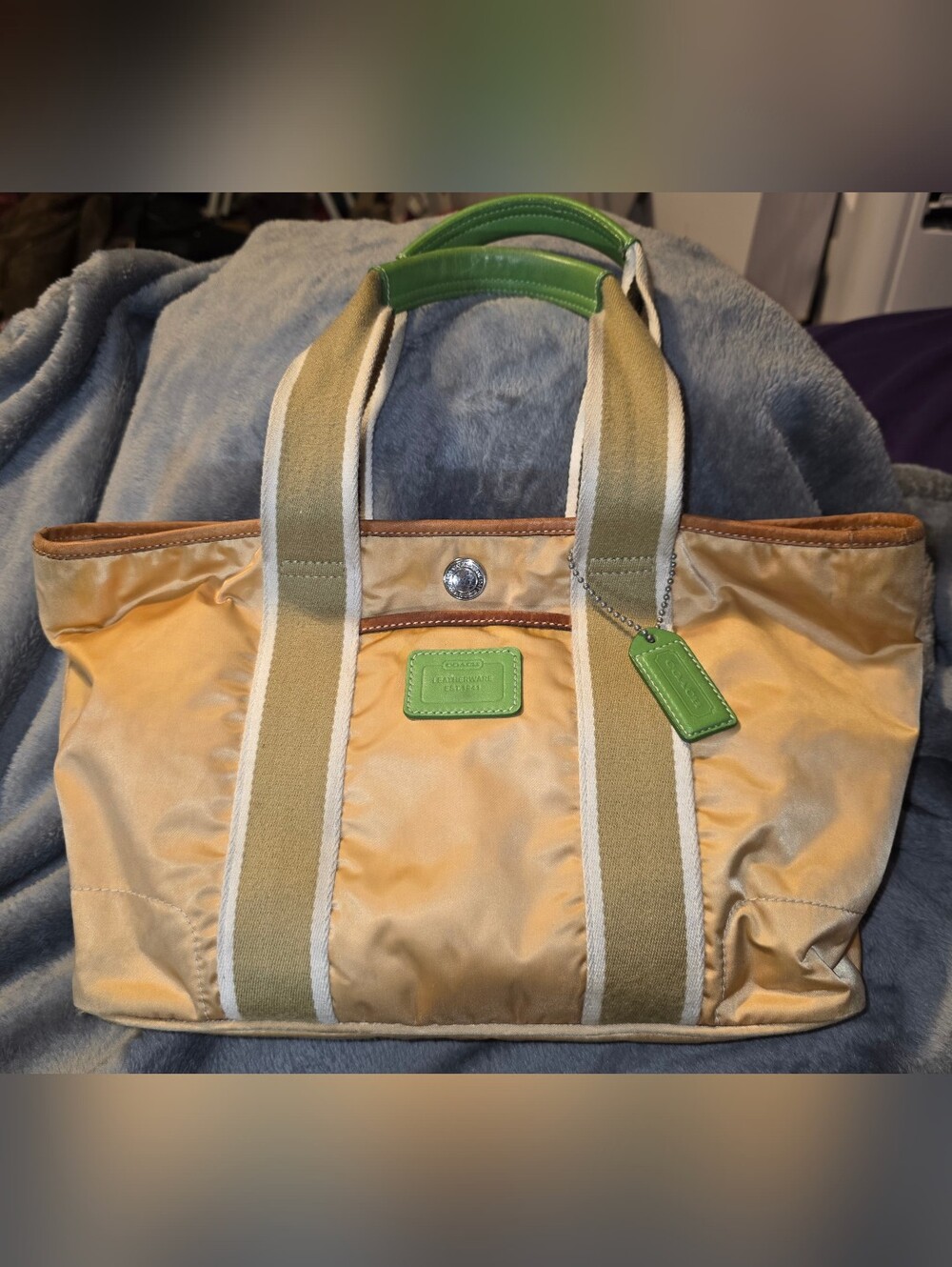 Coach Yellow Tote with Green Accents